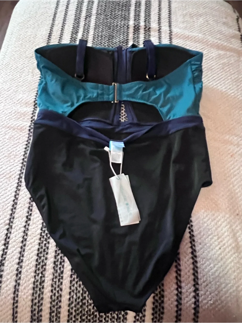 Coastal Blue Teal & Black One-Piece Swimsuit